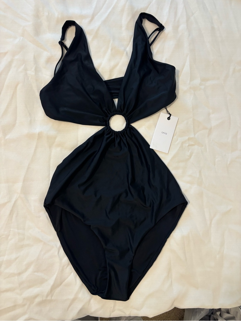 Onia Black Ring-Detail One-Piece Swimsuit